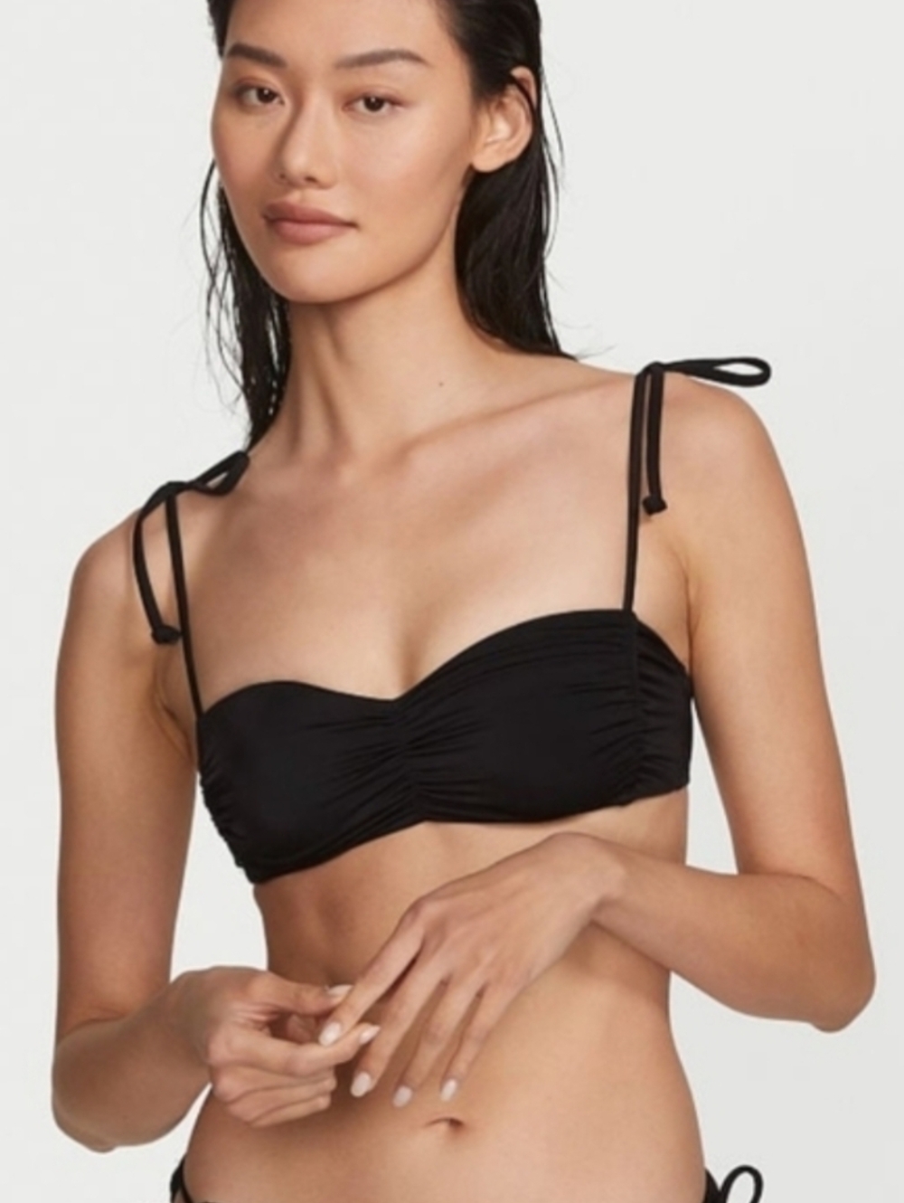 NWT Victoria's Secret Ruched Padded Wireless Bandeau Bikini Swim Top